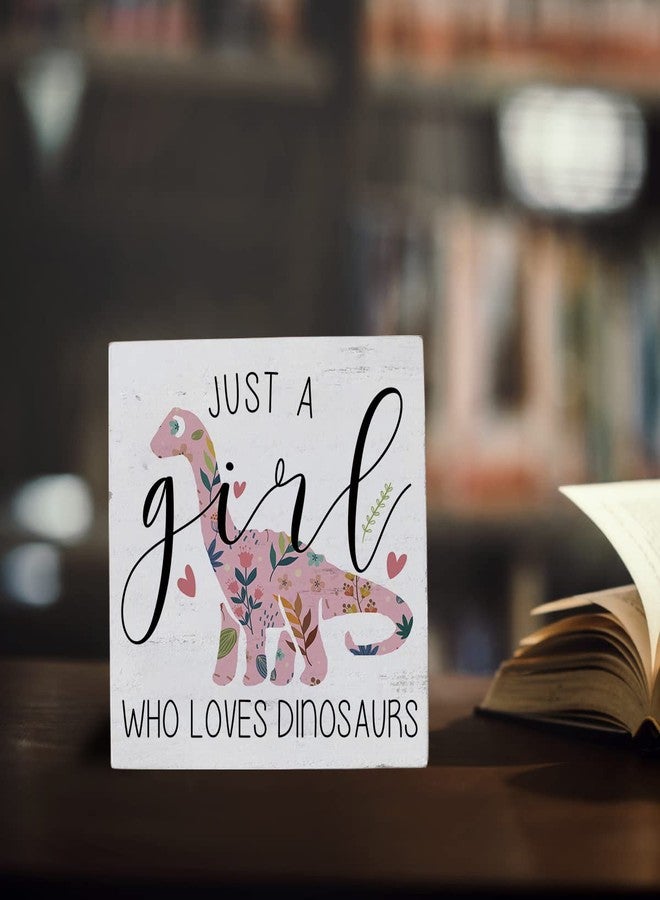 HTBIG Funny Dinosaur Sign Dinosaur Gifts Desk Decor Wooden Box Sign Dinosaur Decor Wood Block Plaque Box Sign for Dinosaur Lovers Women Girls Room Shelf Table Decoration Just A Girl Who Loves Dinosaurs - Image 5
